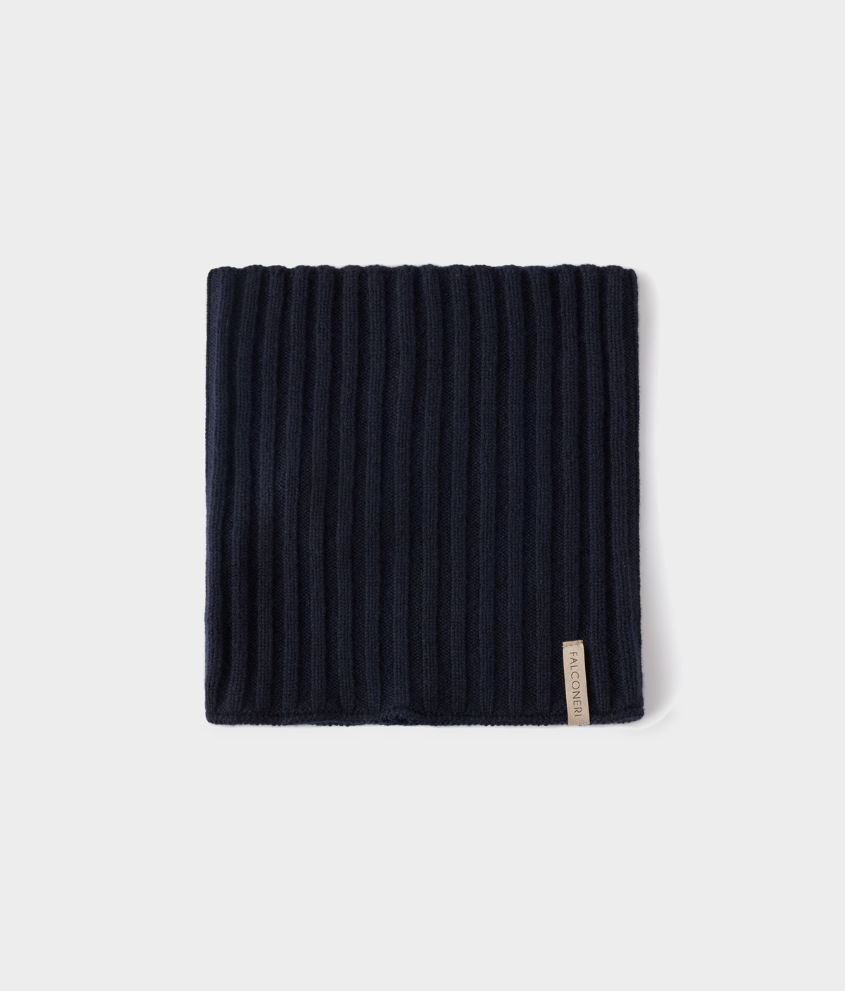 Ultrasoft Cashmere Ribbed Neck Warmer in Navy Blue, view 2
