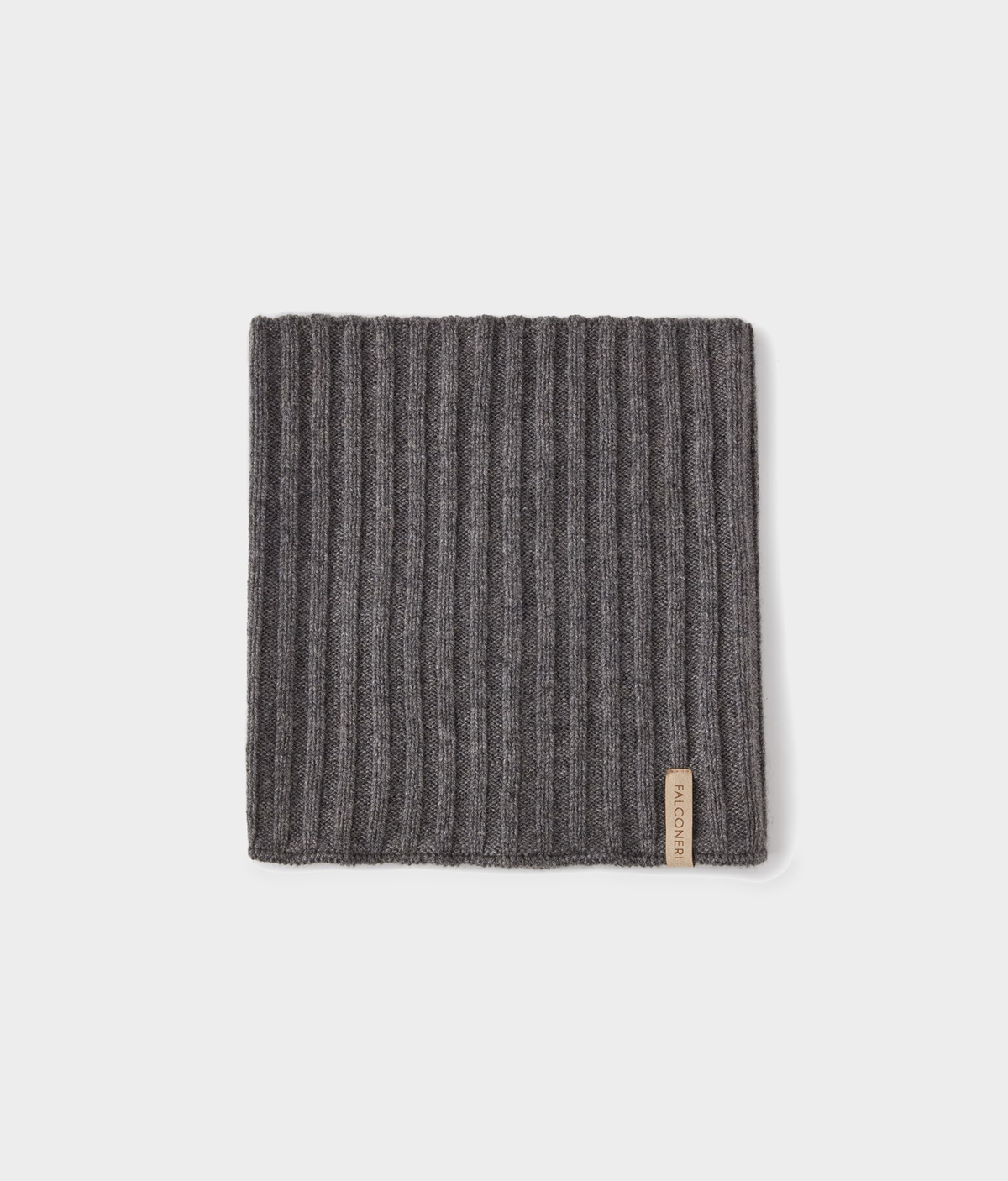 Ultrasoft Cashmere Ribbed Neck Warmer in Dark Grey Melange, view 2