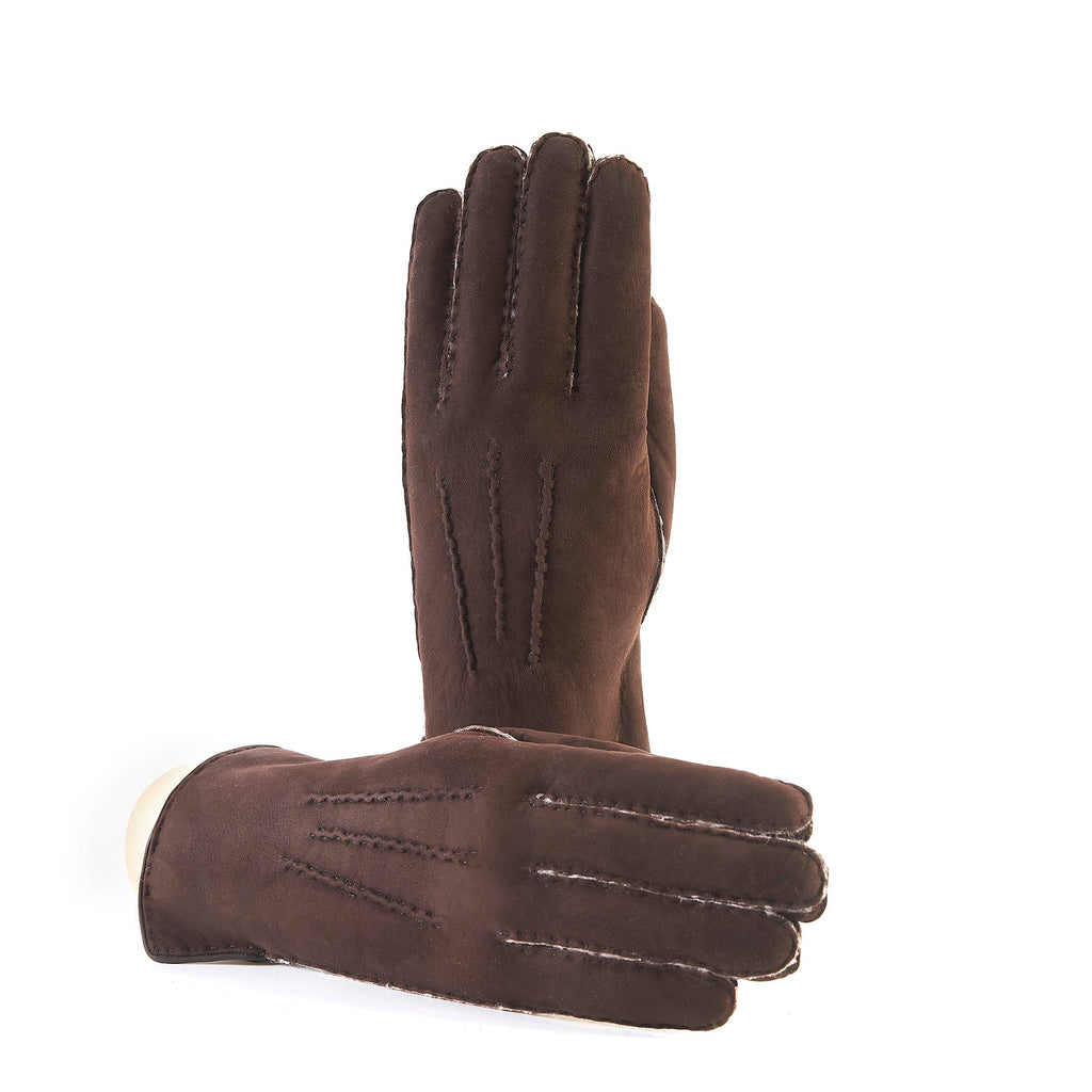 Field Curly Lambskin Gloves in Brown, primary view