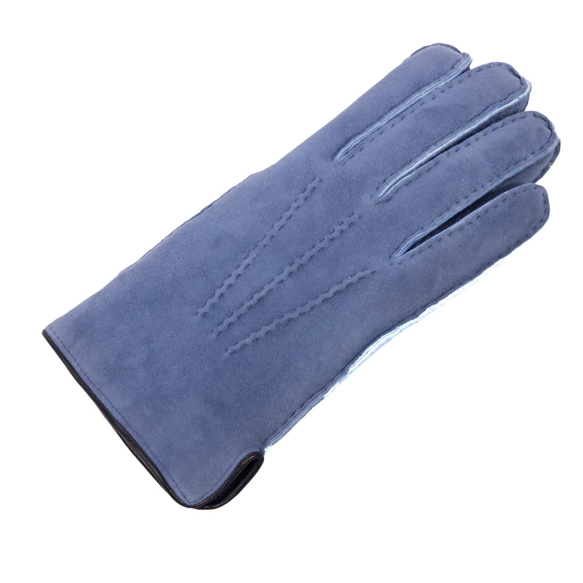Field Curly Lambskin Gloves in Blue, view 3