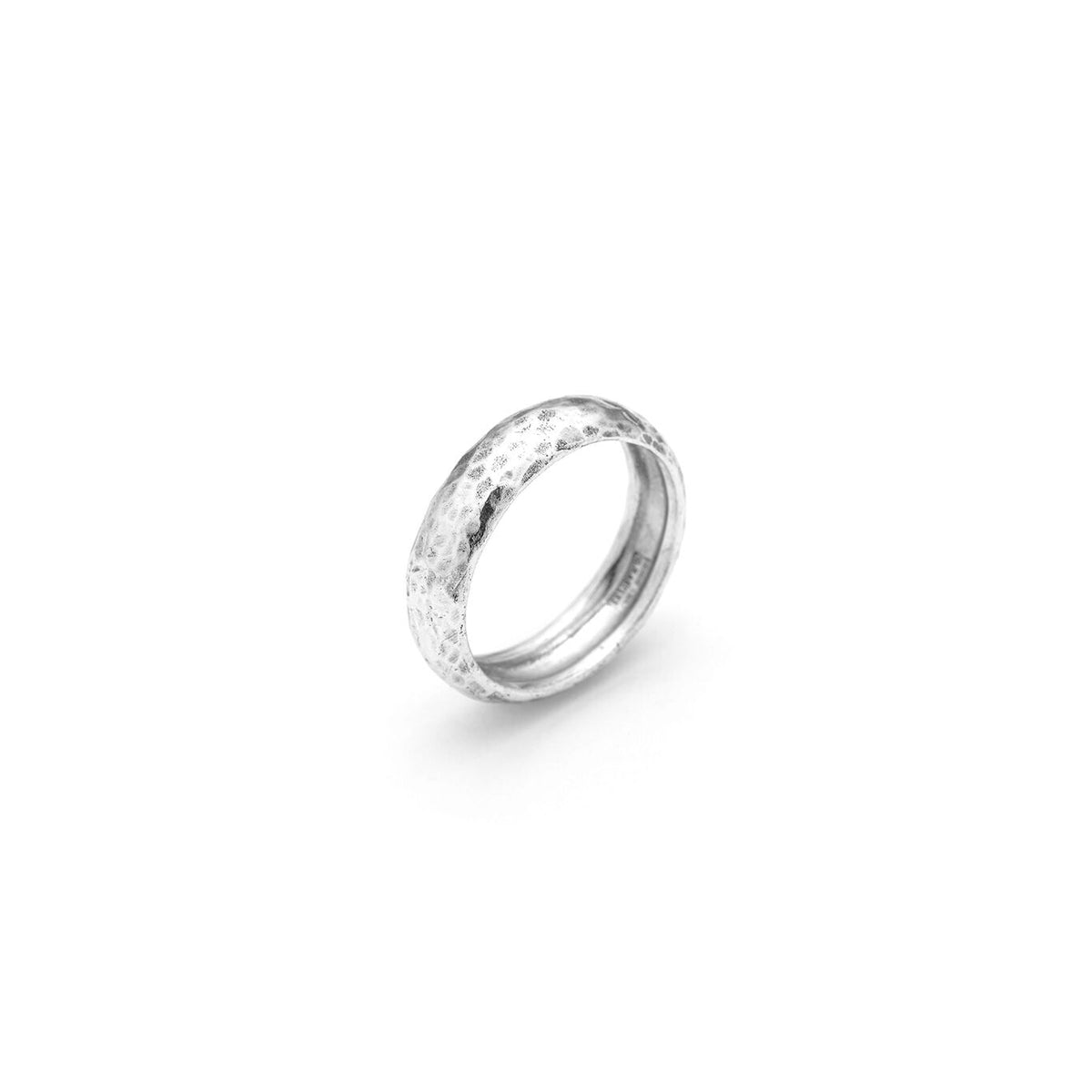 Crest Hammered Silver Band Ring in Silver, primary view