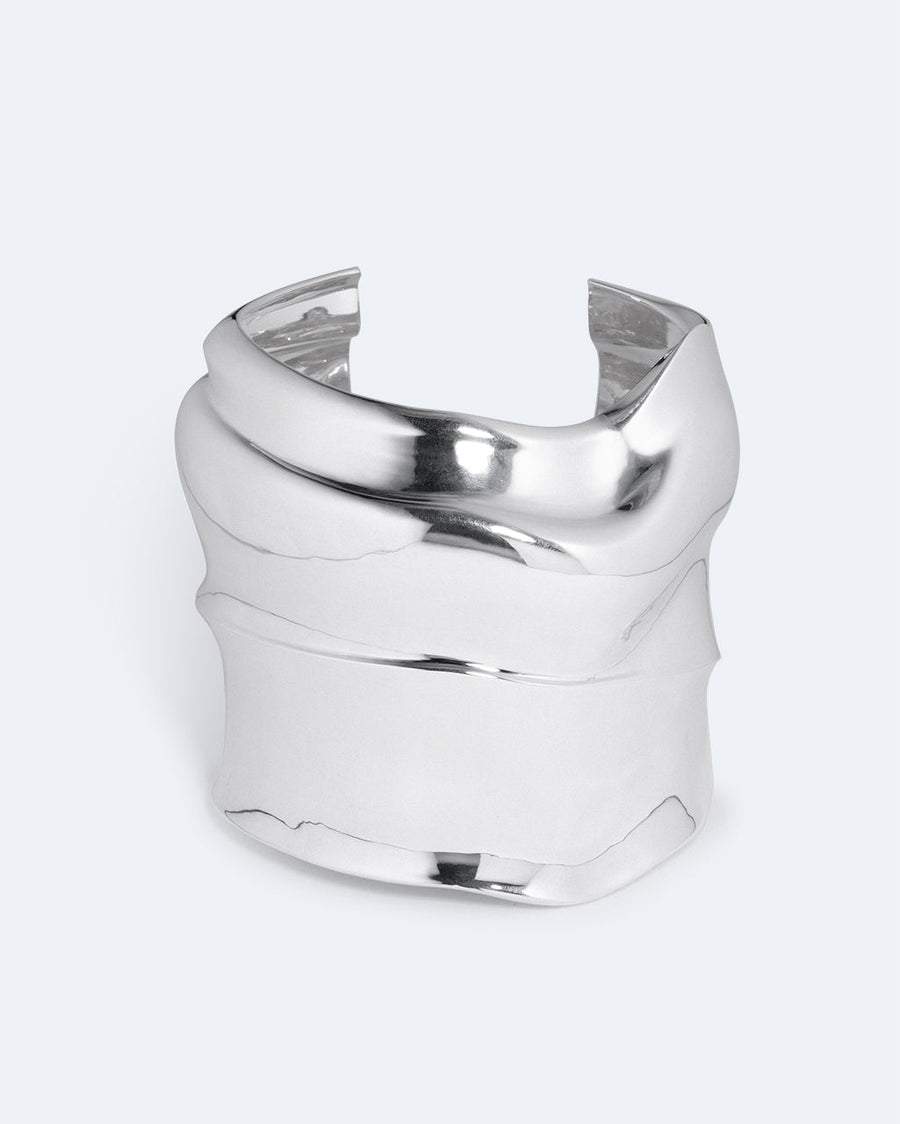 Crescent Sculpted Silver-Plated Cuff