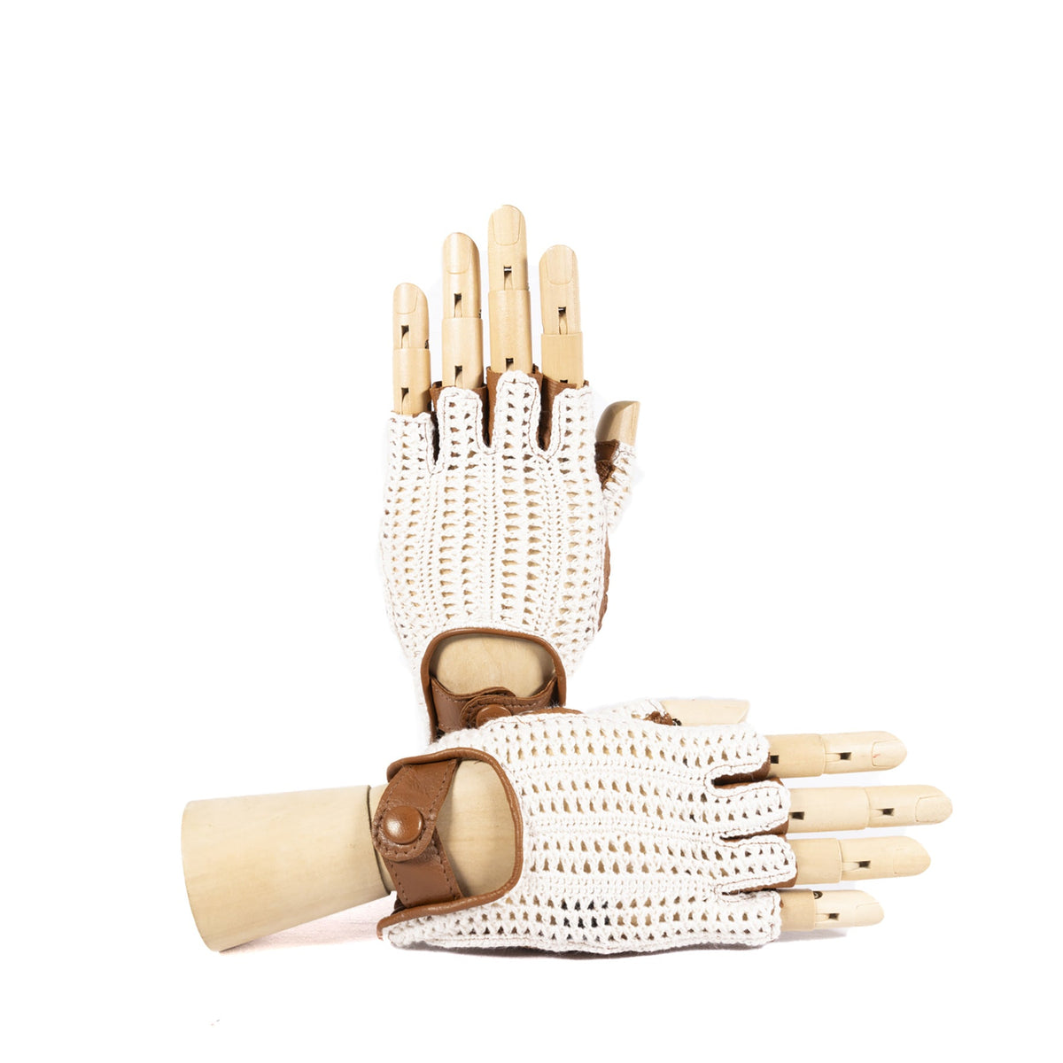 Fold Crochet-Back Driving Gloves in Cognac, primary view