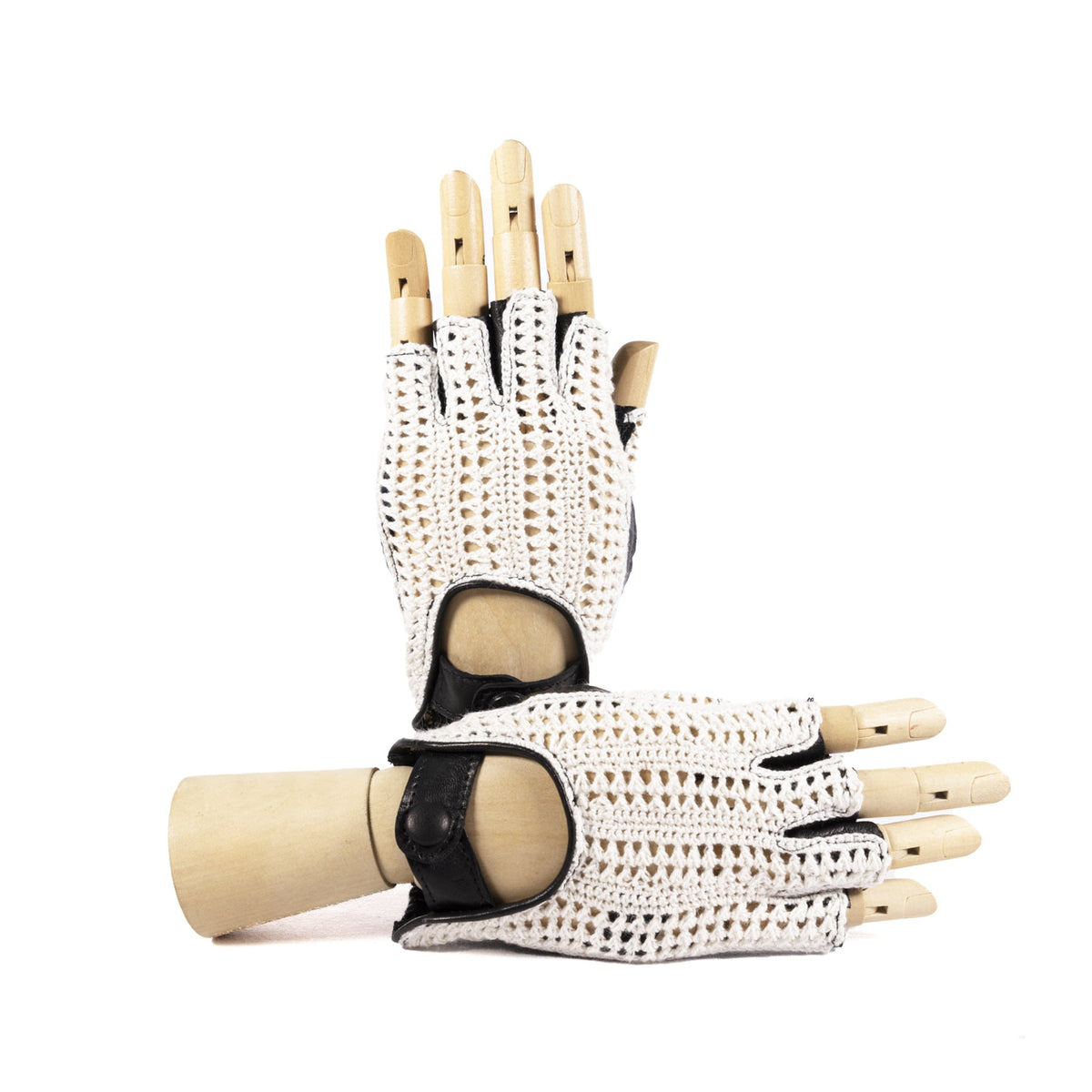 Fold Crochet-Back Driving Gloves in Black, primary view