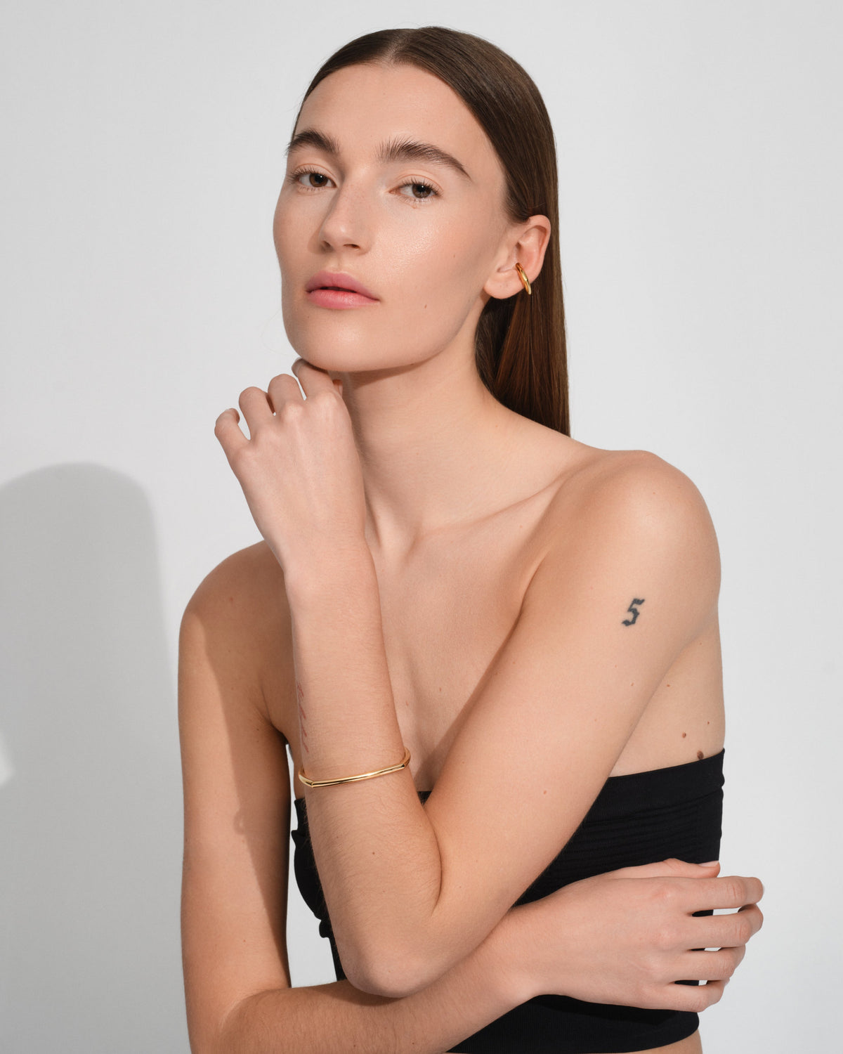 Form Slim Cushion Bangle in Gold-Plated, view 2