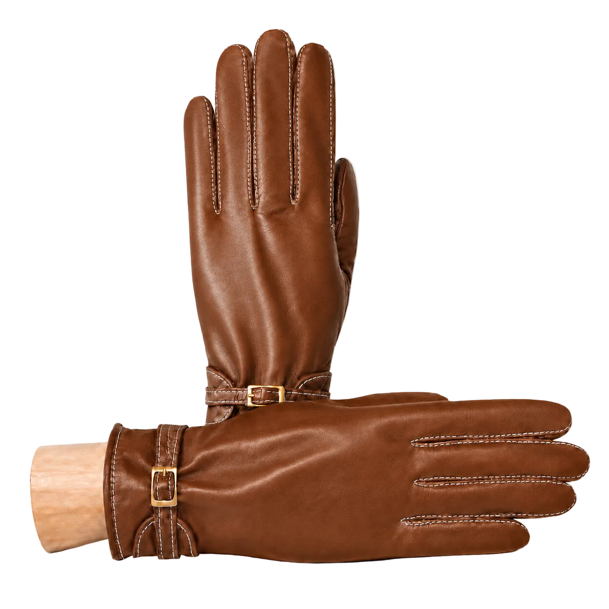 Frame Nappa Gloves with Buckled Strap in Camel, primary view