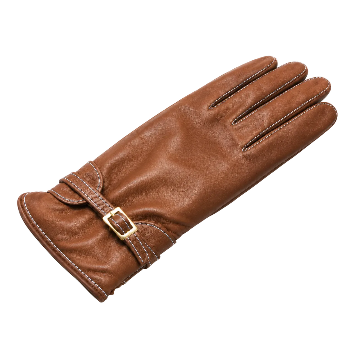 Frame Nappa Gloves with Buckled Strap in Camel, view 3