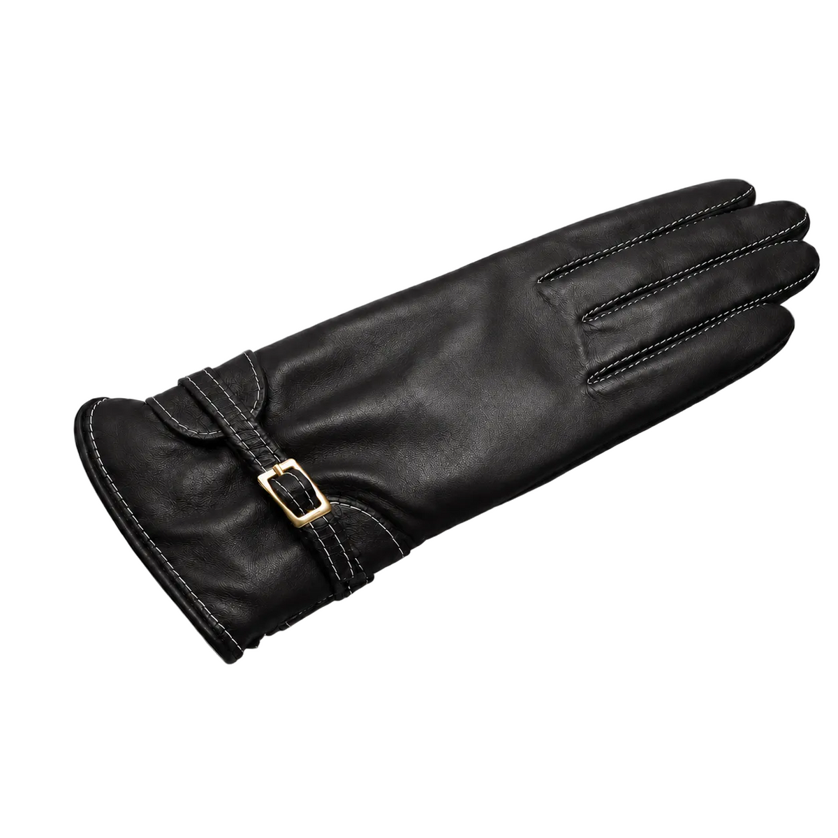 Frame Nappa Gloves with Buckled Strap in Black, view 3
