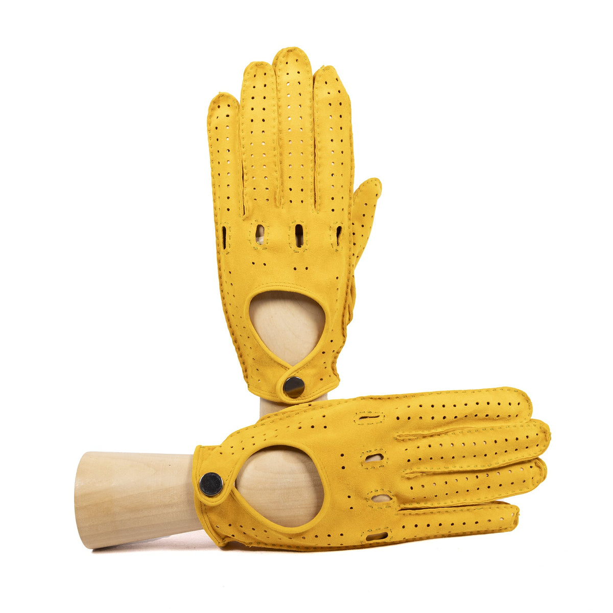 Frame Unlined Suede Driving Gloves in Yellow, primary view