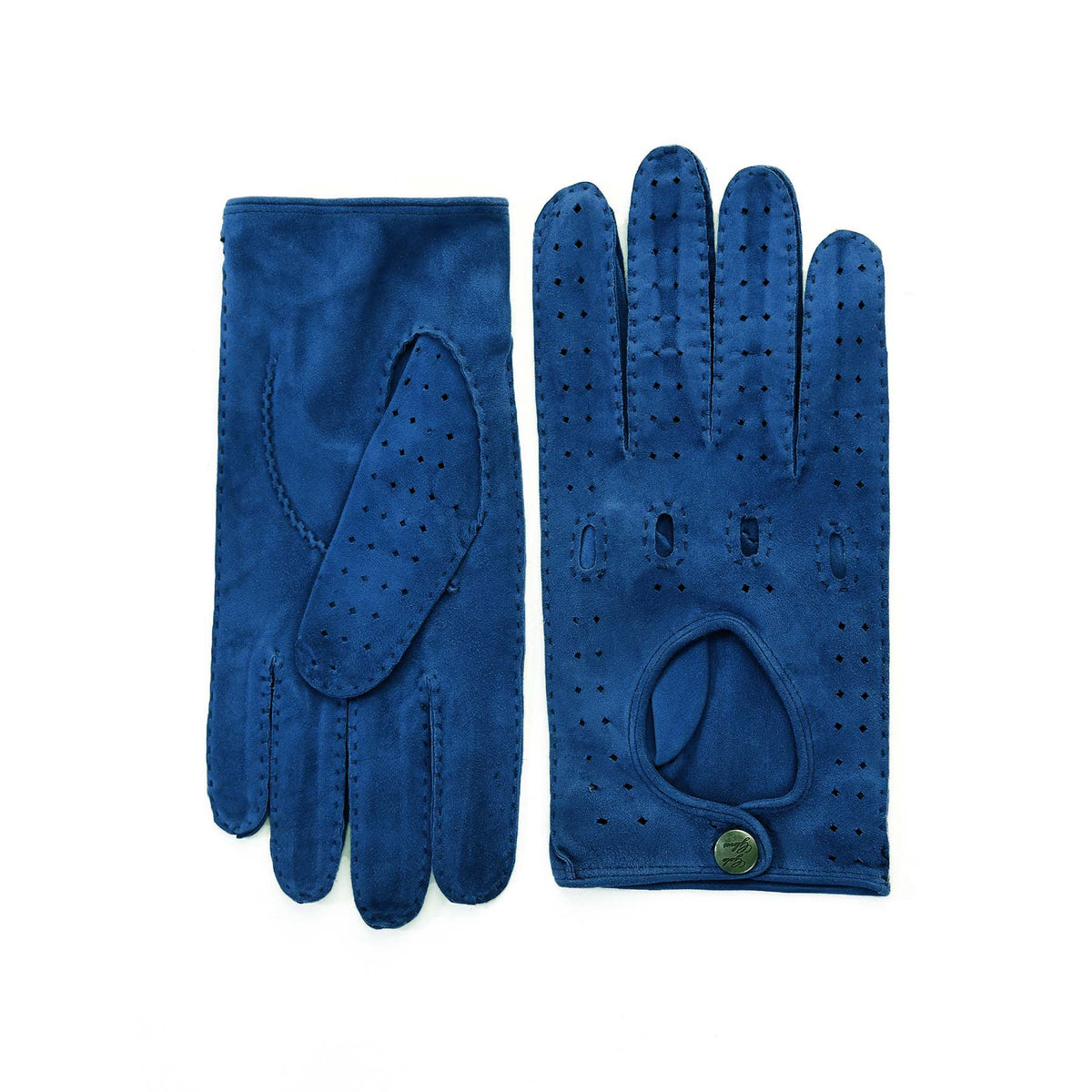 Frame Unlined Suede Driving Gloves in Petrol, view 2