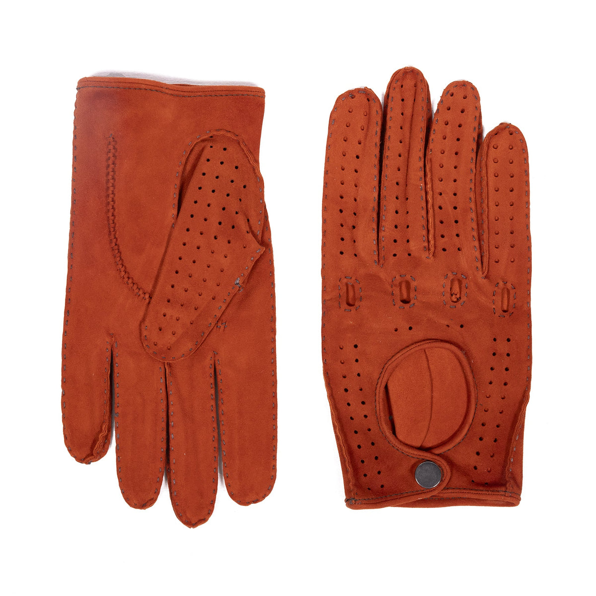 Frame Unlined Suede Driving Gloves in Petrol, view 4