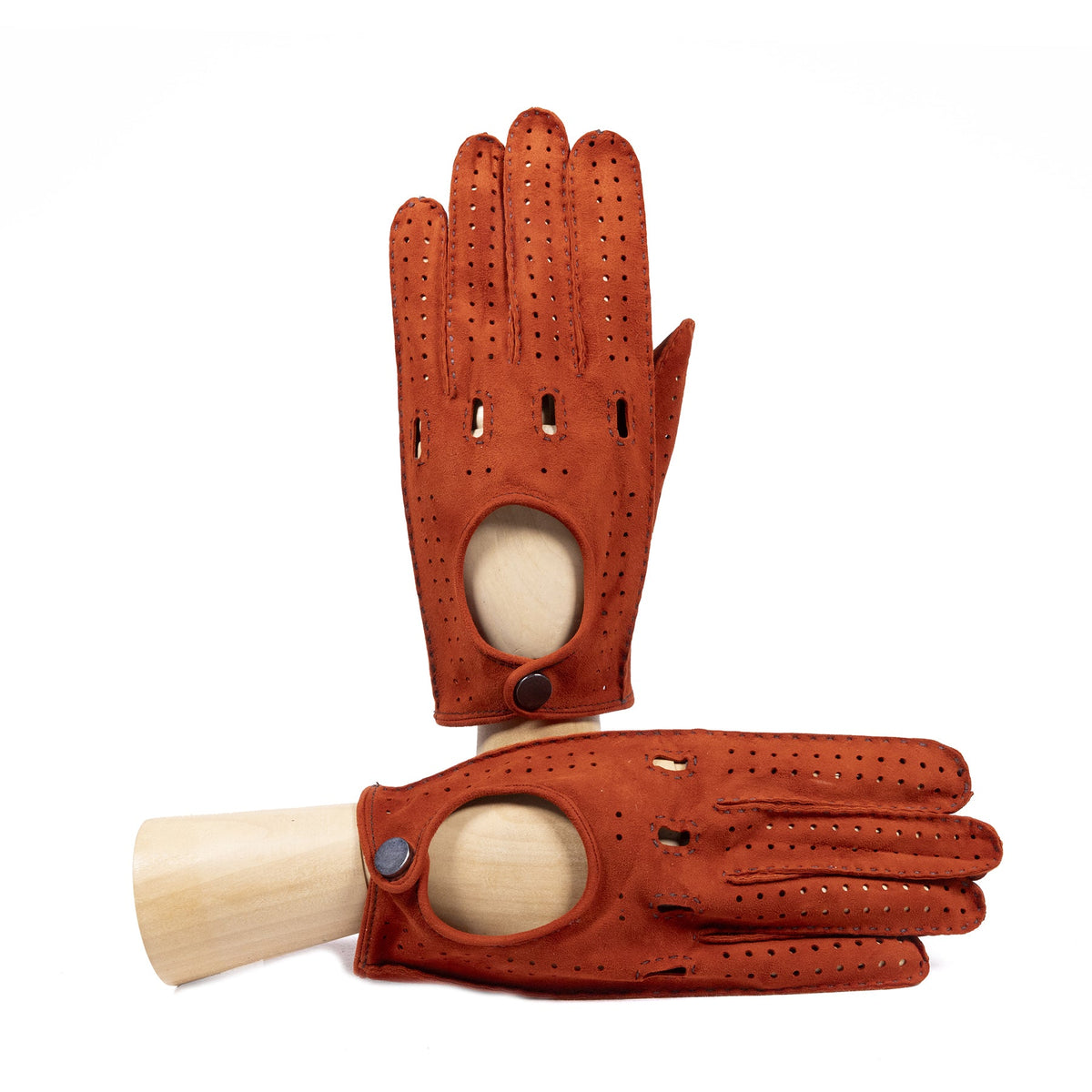 Frame Unlined Suede Driving Gloves in Orange, primary view