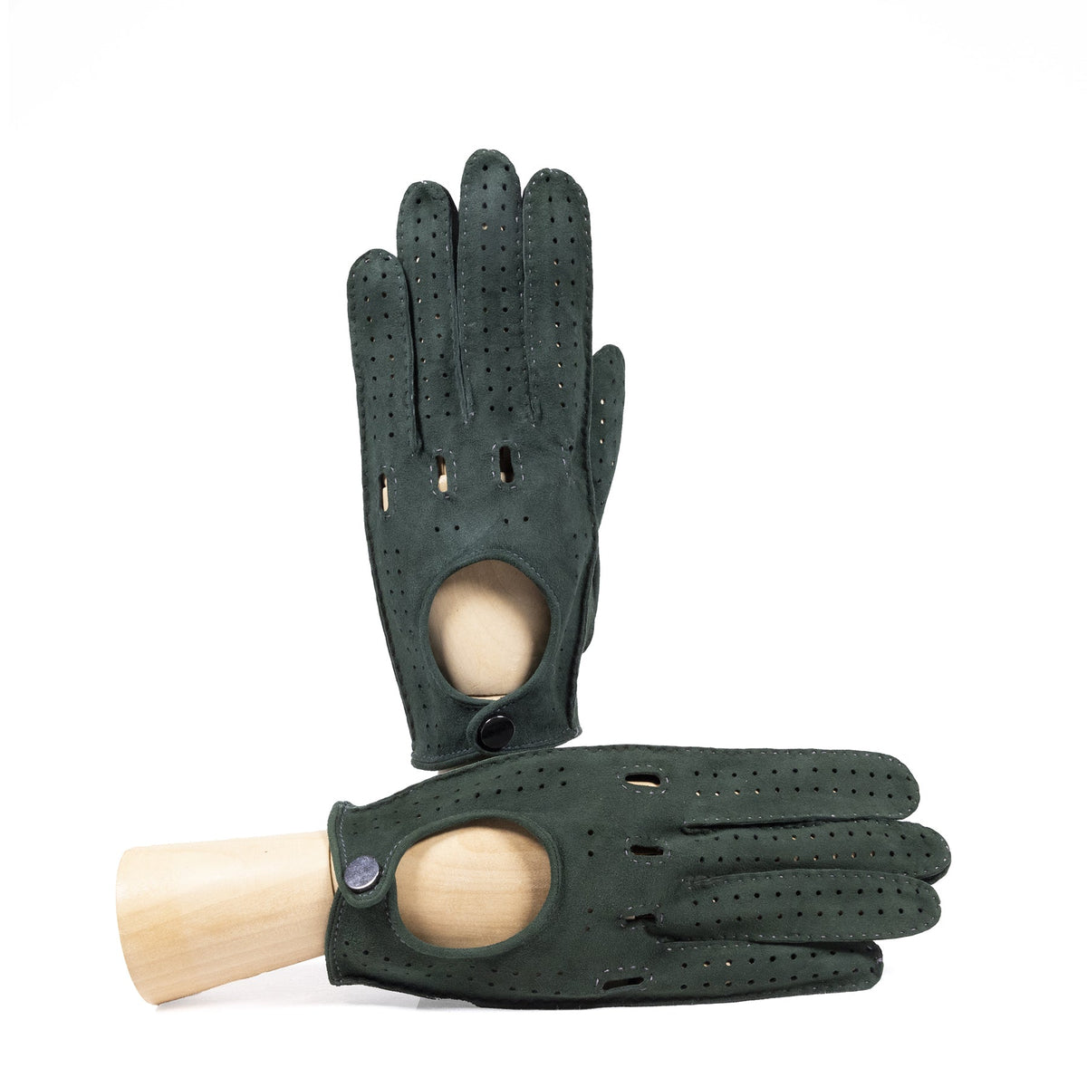 Frame Unlined Suede Driving Gloves in Forest Green, primary view
