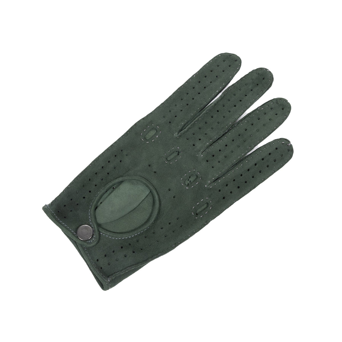 Frame Unlined Suede Driving Gloves in Forest Green, view 3