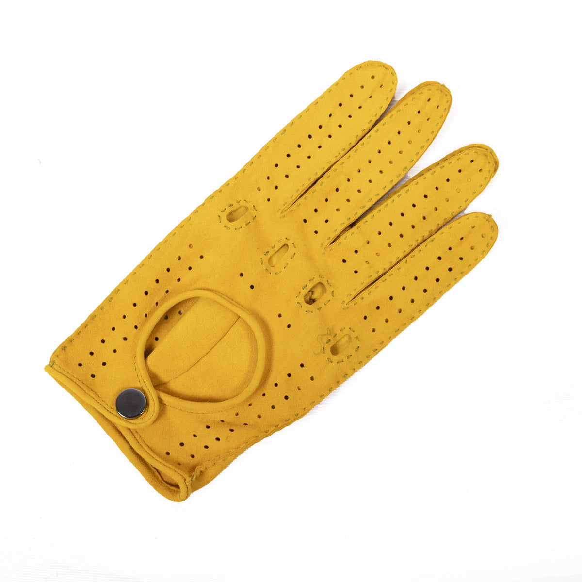 Frame Unlined Suede Driving Gloves in Yellow, view 3