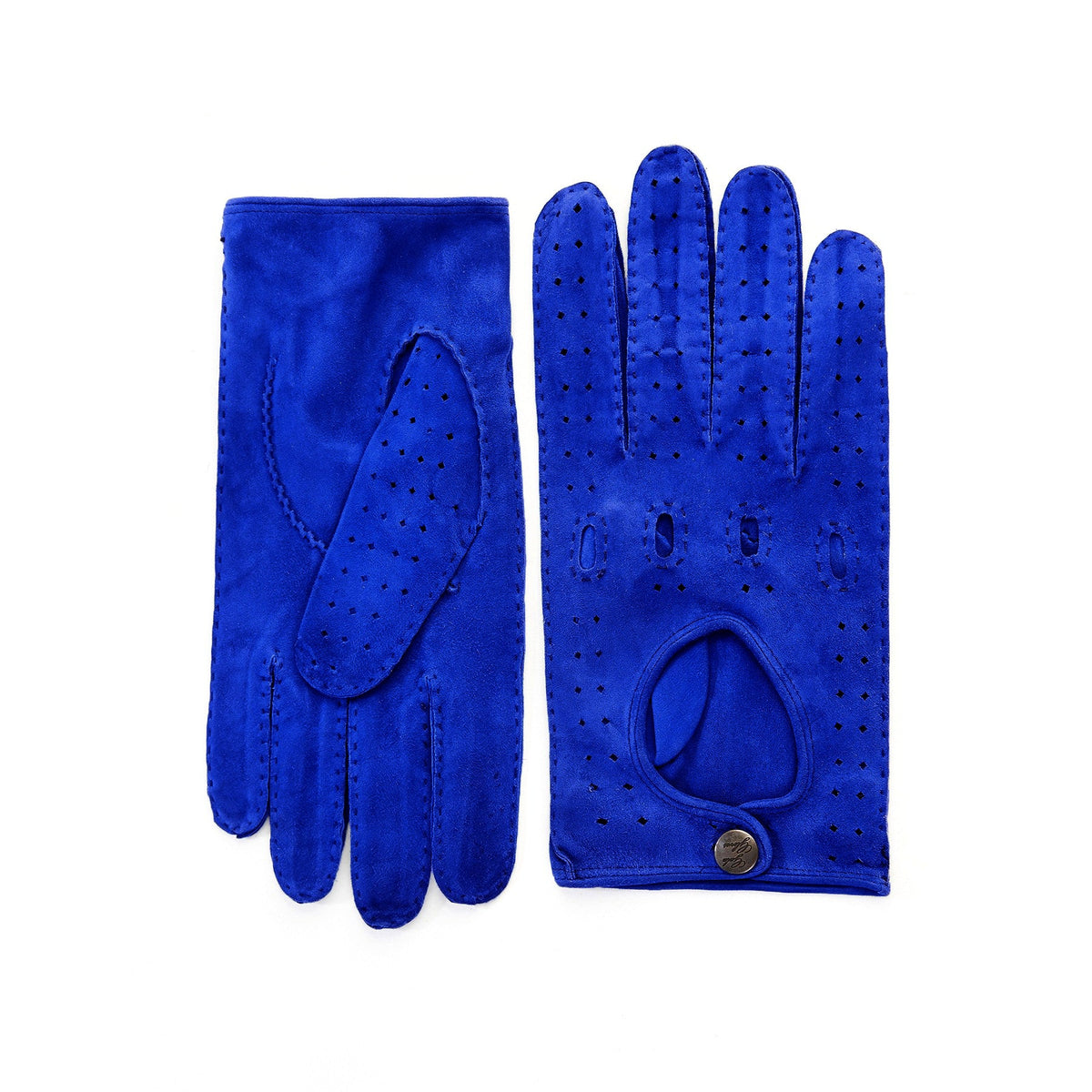Frame Unlined Suede Driving Gloves in Royal blue, view 2