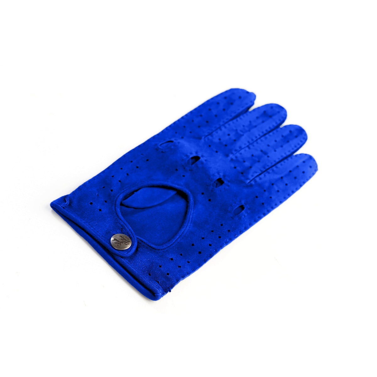 Frame Unlined Suede Driving Gloves in Royal blue, view 3
