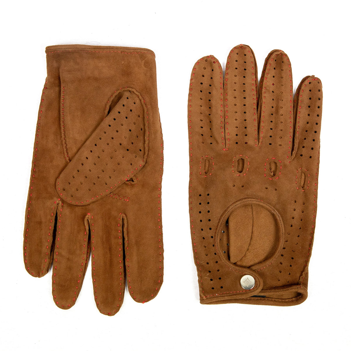 Frame Unlined Suede Driving Gloves in Camel, view 2