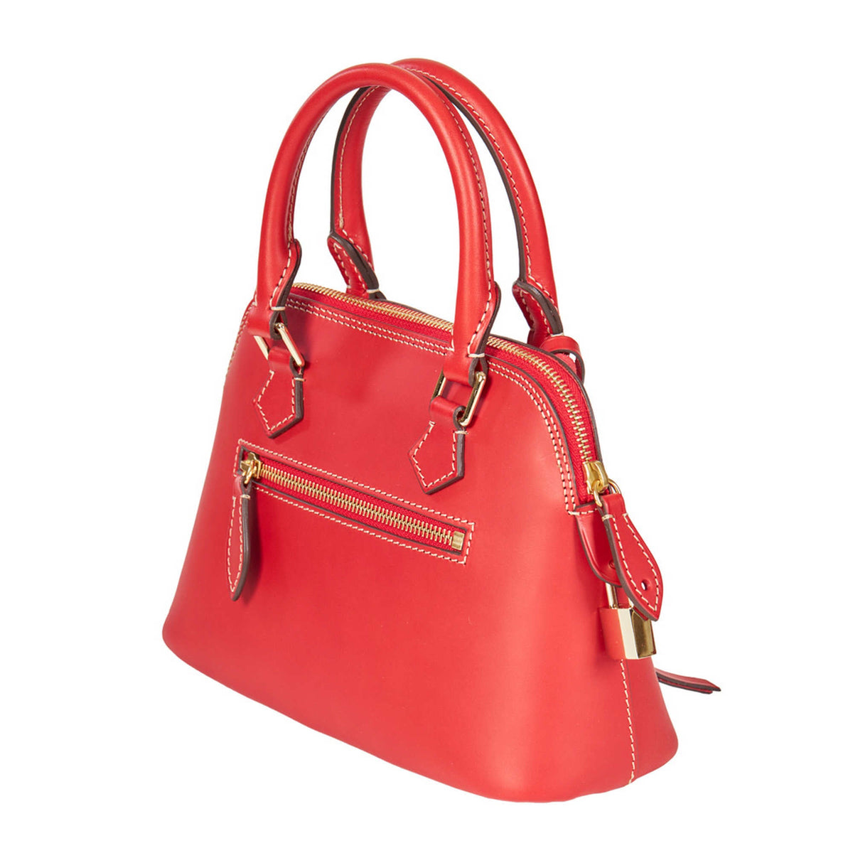 Franca Leather Satchel in Red, view 2