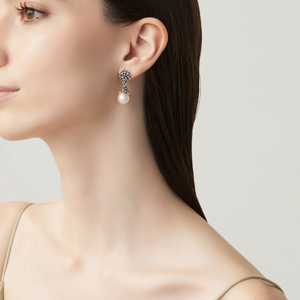 Drop Earrings in Silver, view 2