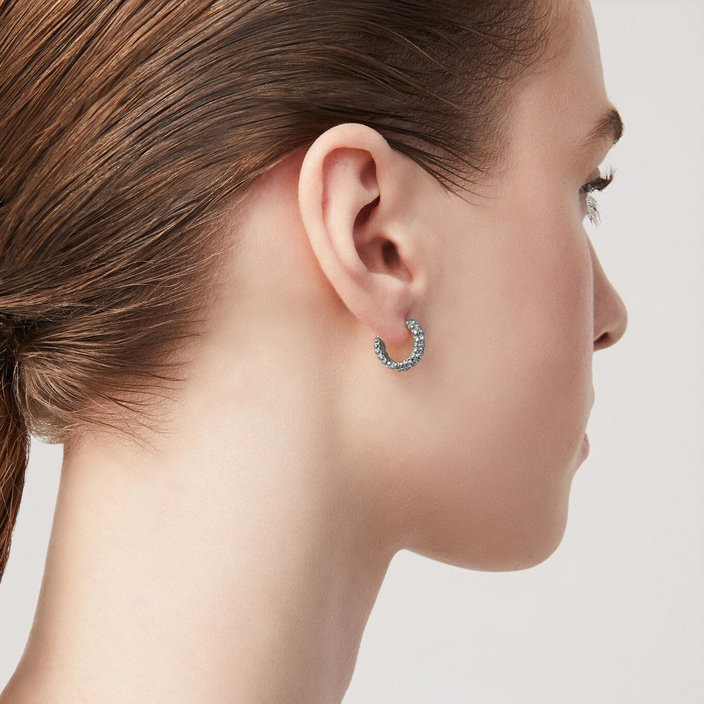 Huggie Perlage Earrings in Silver, view 4