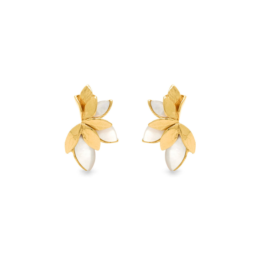 Halo Gold-Plated Silver and Mother-of-Pearl Earrings in Gold-plated silver, primary view