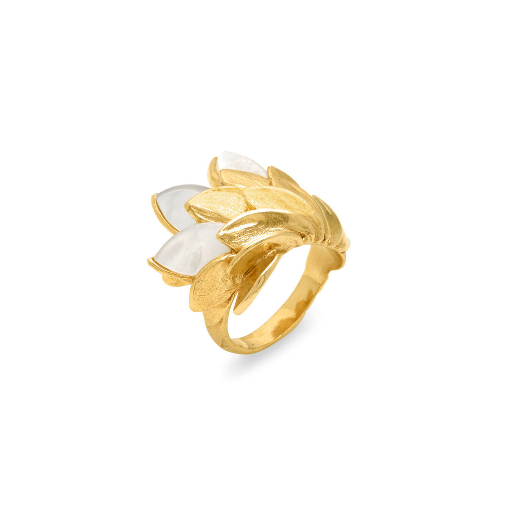 Halo Gold-Plated Silver and Mother-of-Pearl Ring in Gold-plated silver, primary view