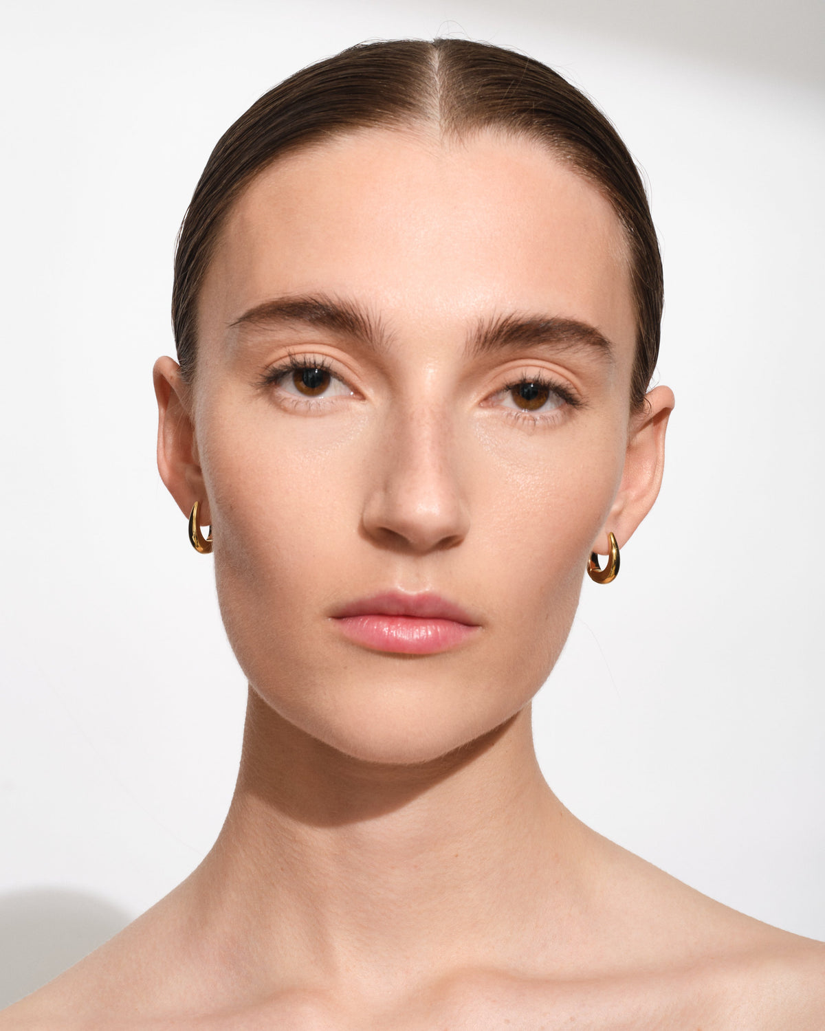 Halo Polished Hoop Earrings in Gold-Plated, view 6