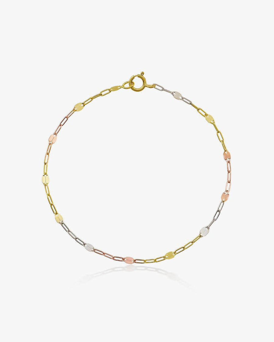 Halo Three-Tone Gold Chain Bracelet