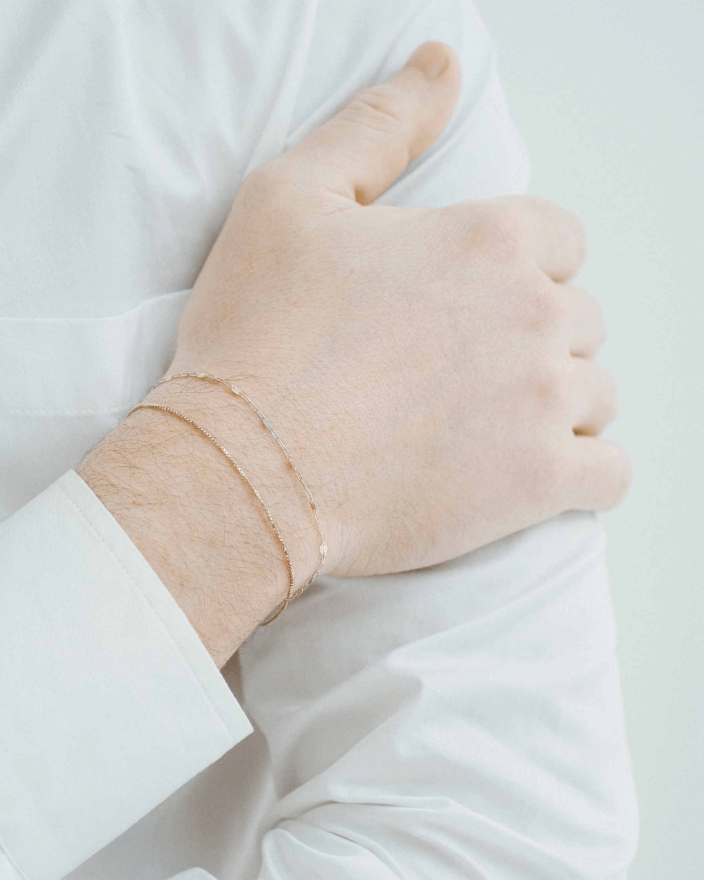 Halo Three-Tone Gold Chain Bracelet in Three-Tone Gold, view 4