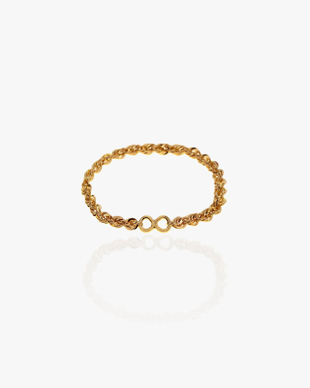 Line Gold Rope-Chain Infinity Ring in Yellow Gold, view 2