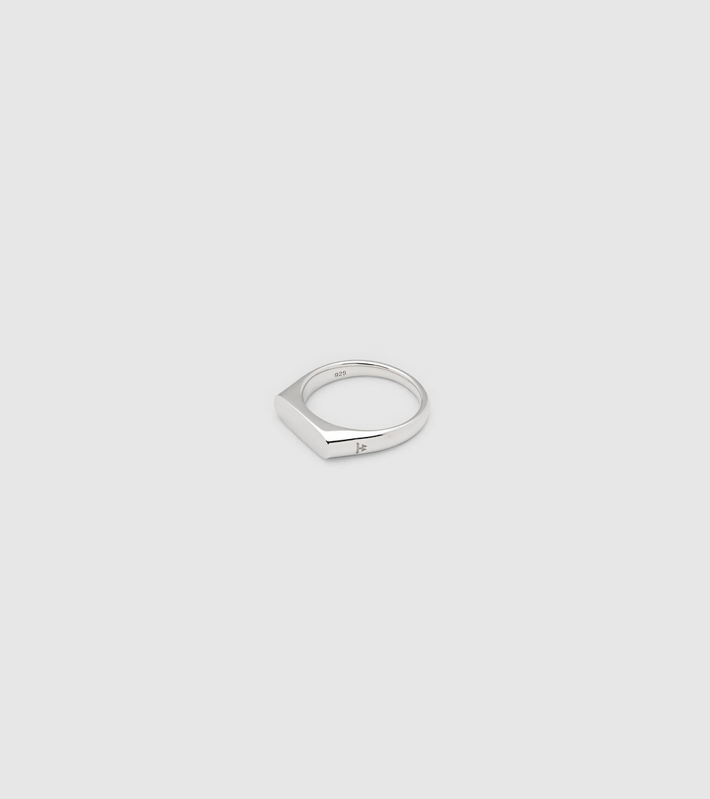 Line Slim Polished Signet Ring in Silver, view 5
