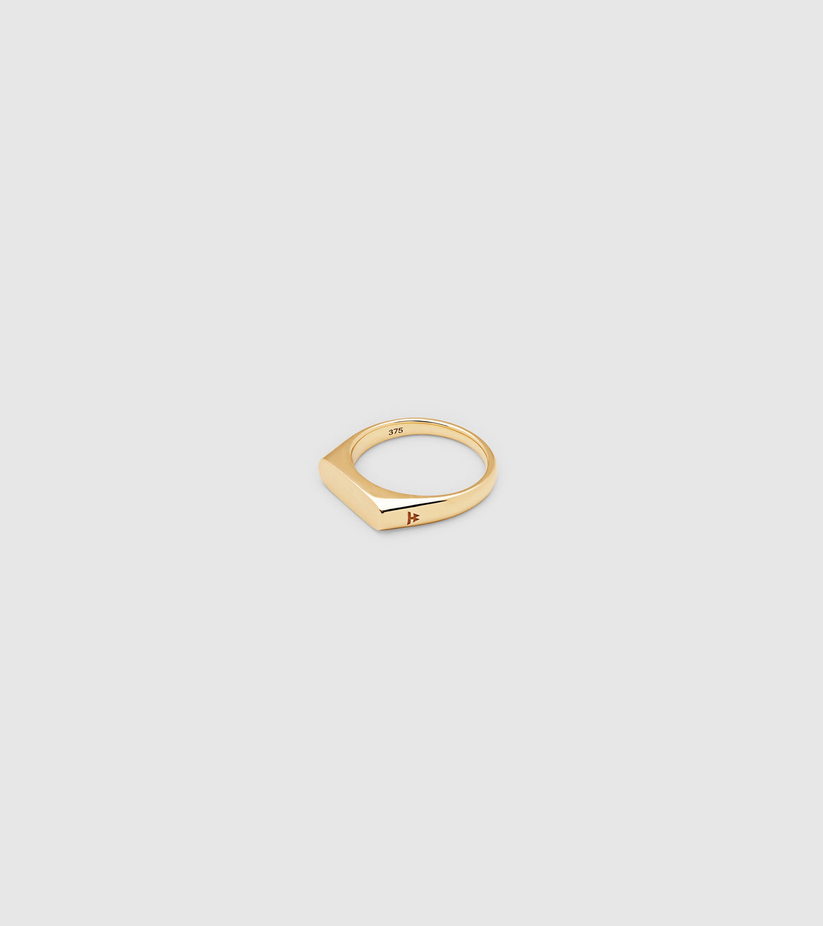 Line Slim Polished Signet Ring in 9K Gold, view 6