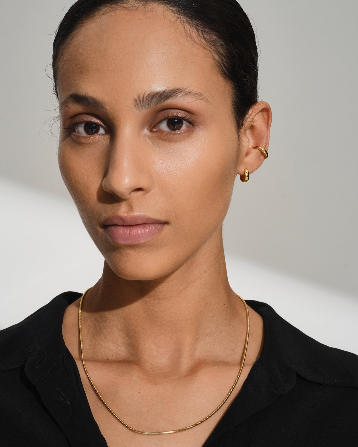 Line Slim Snake Chain Necklace in Gold-Plated, view 2