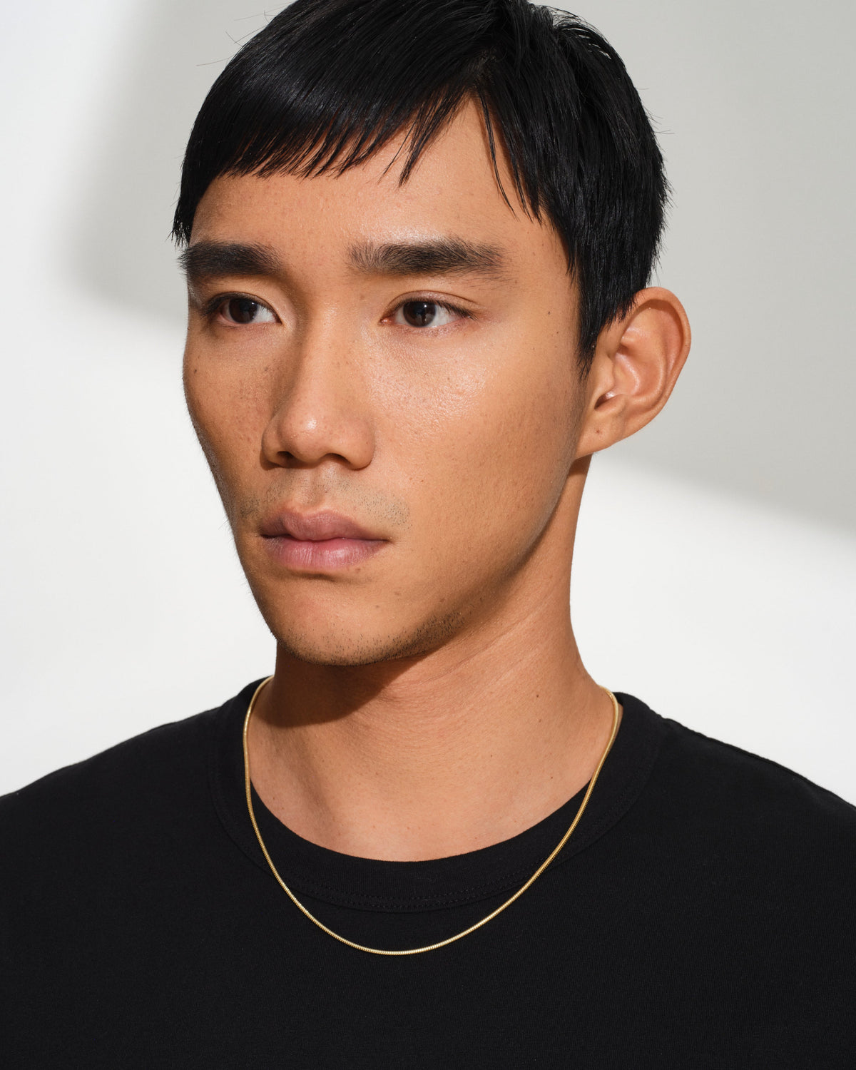 Line Slim Snake Chain Necklace in Gold-Plated, view 3