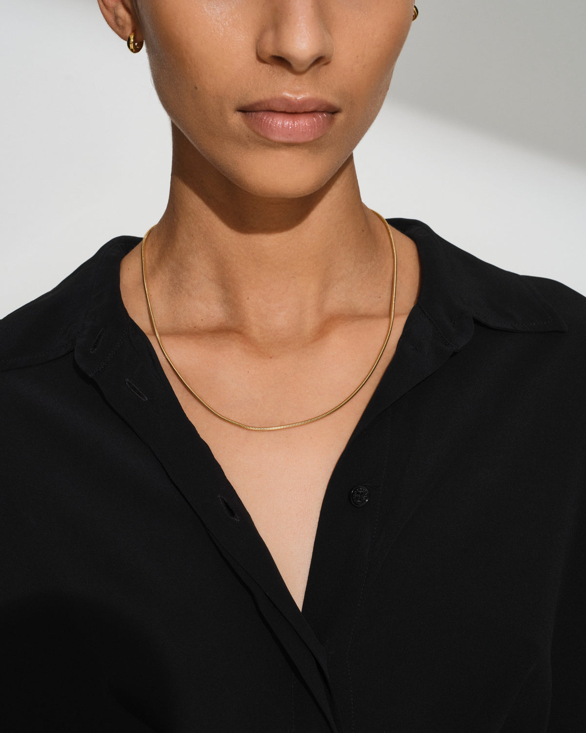 Line Slim Snake Chain Necklace in Gold-Plated, view 4
