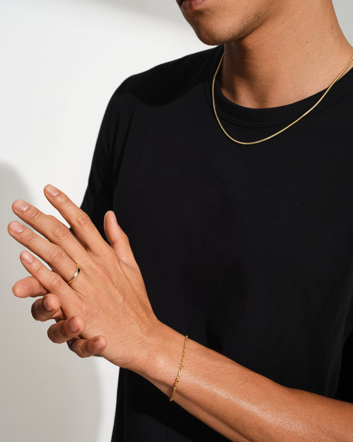 Line Slim Snake Chain Necklace in Gold-Plated, view 5