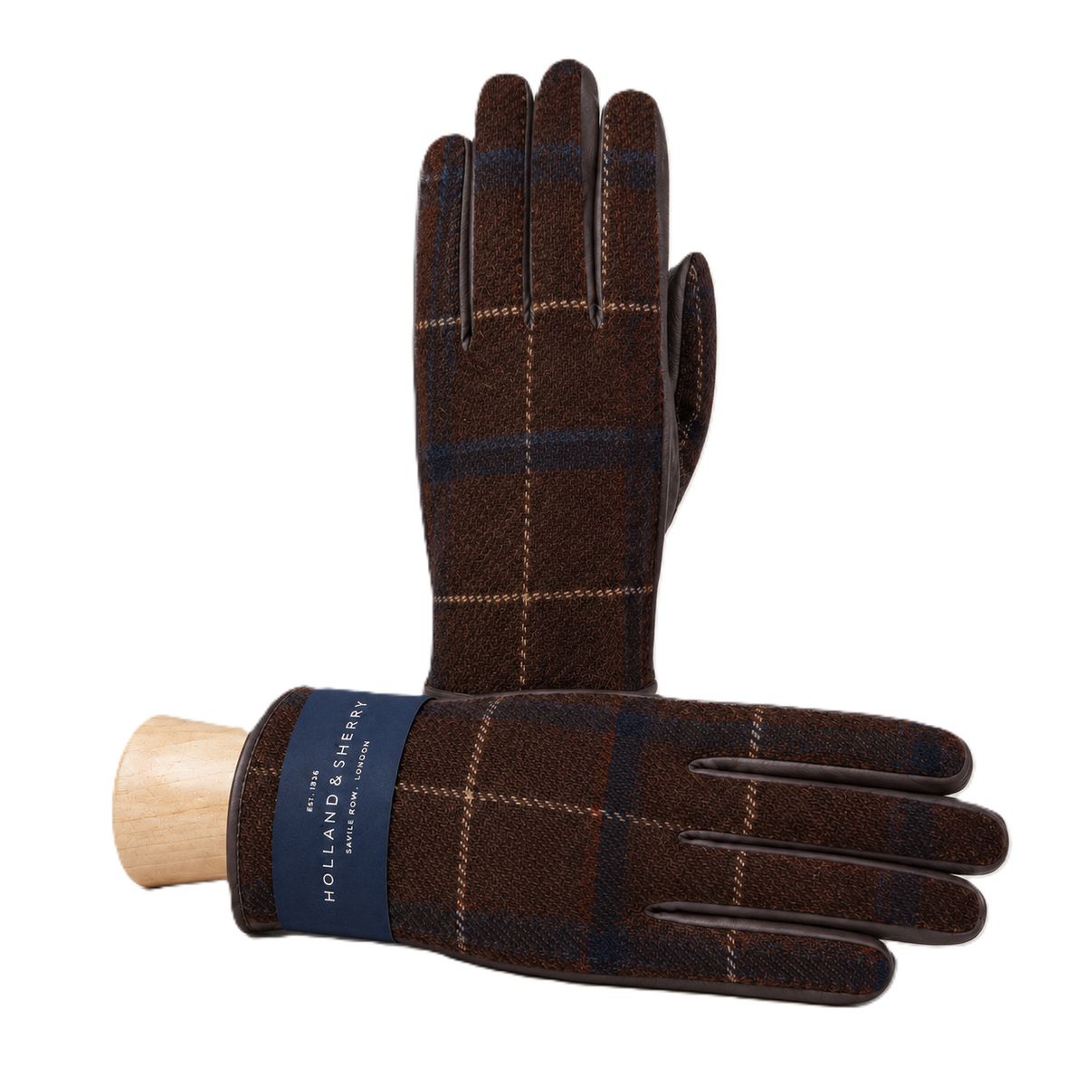 Line Wool-Back Leather Gloves in Chestnut, primary view