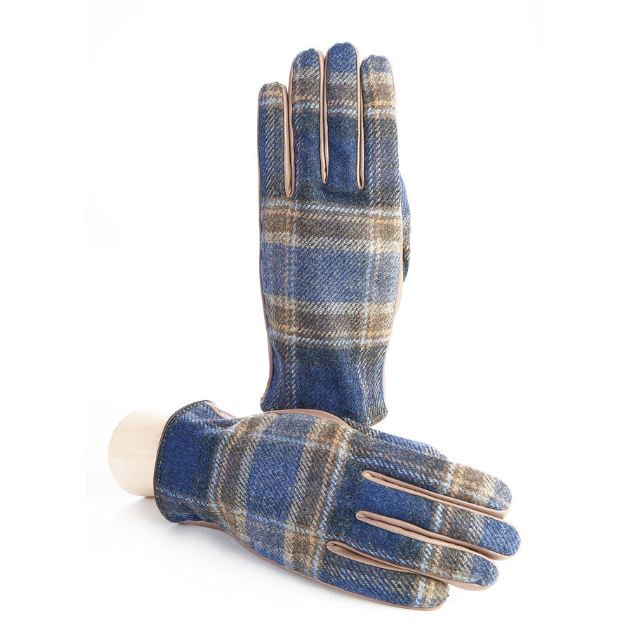 Line Wool-Back Leather Gloves