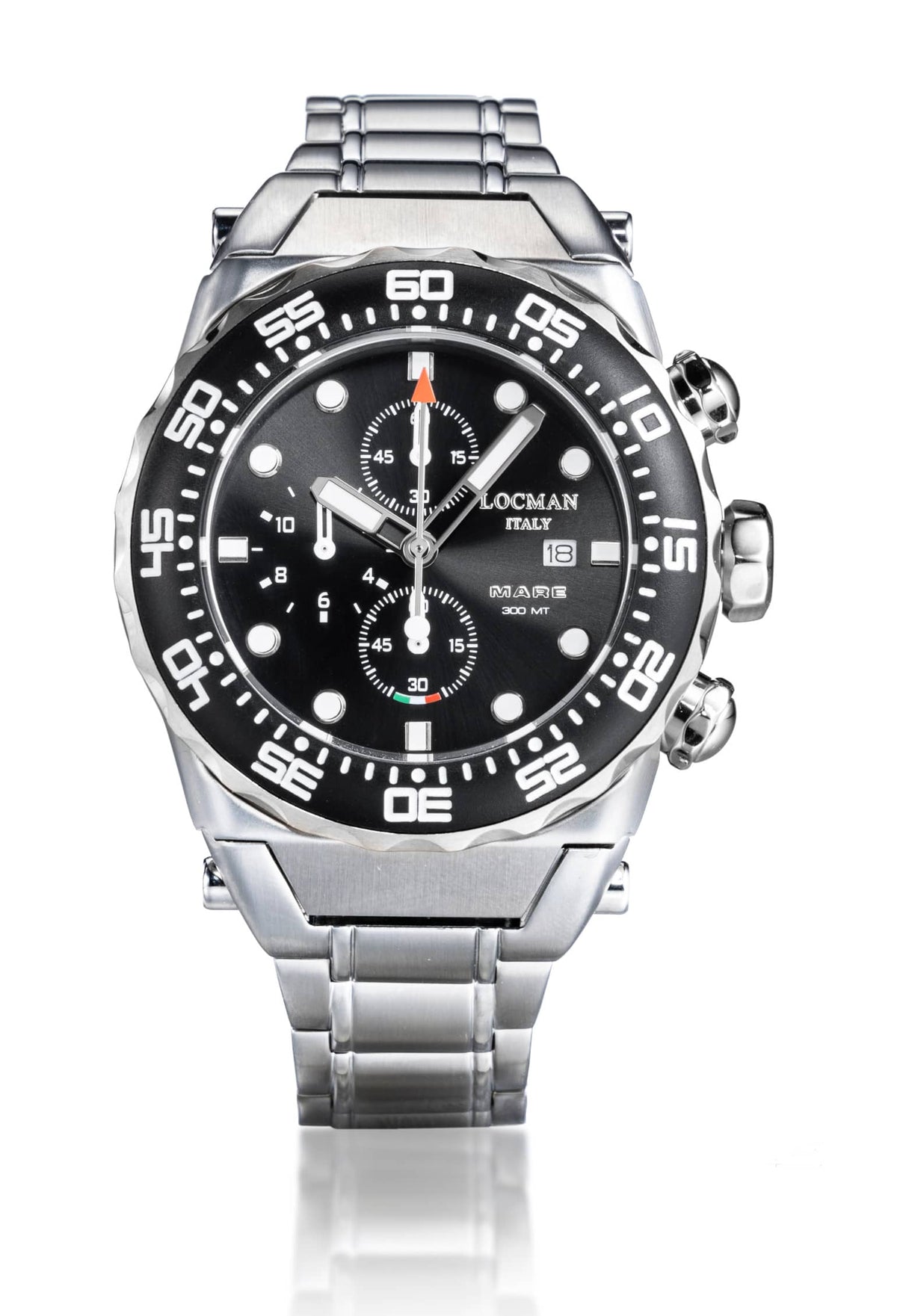 Mare 300 MT in Black - Steel Strap - Applied Indexes - White - Edition 2, primary view
