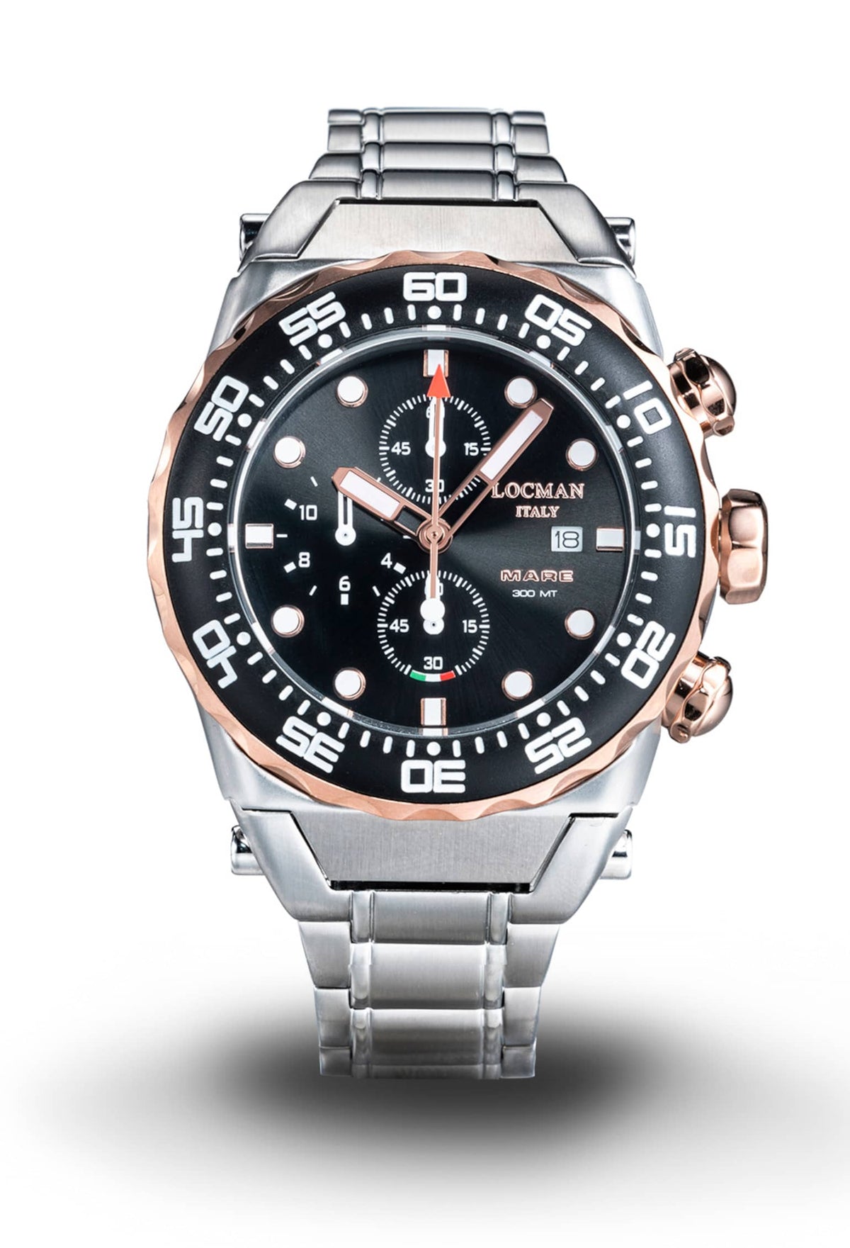 Mare 300 MT in Black - Steel Strap - Applied Indexes - White - Edition 3, primary view