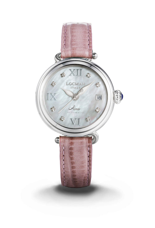 Amo in Mother - of - pearl, white and pink, with applied diamonds, nickel, primary view [fp-color:mother-of-pearl-white-and-pink-with-applied-diamonds-nickel]