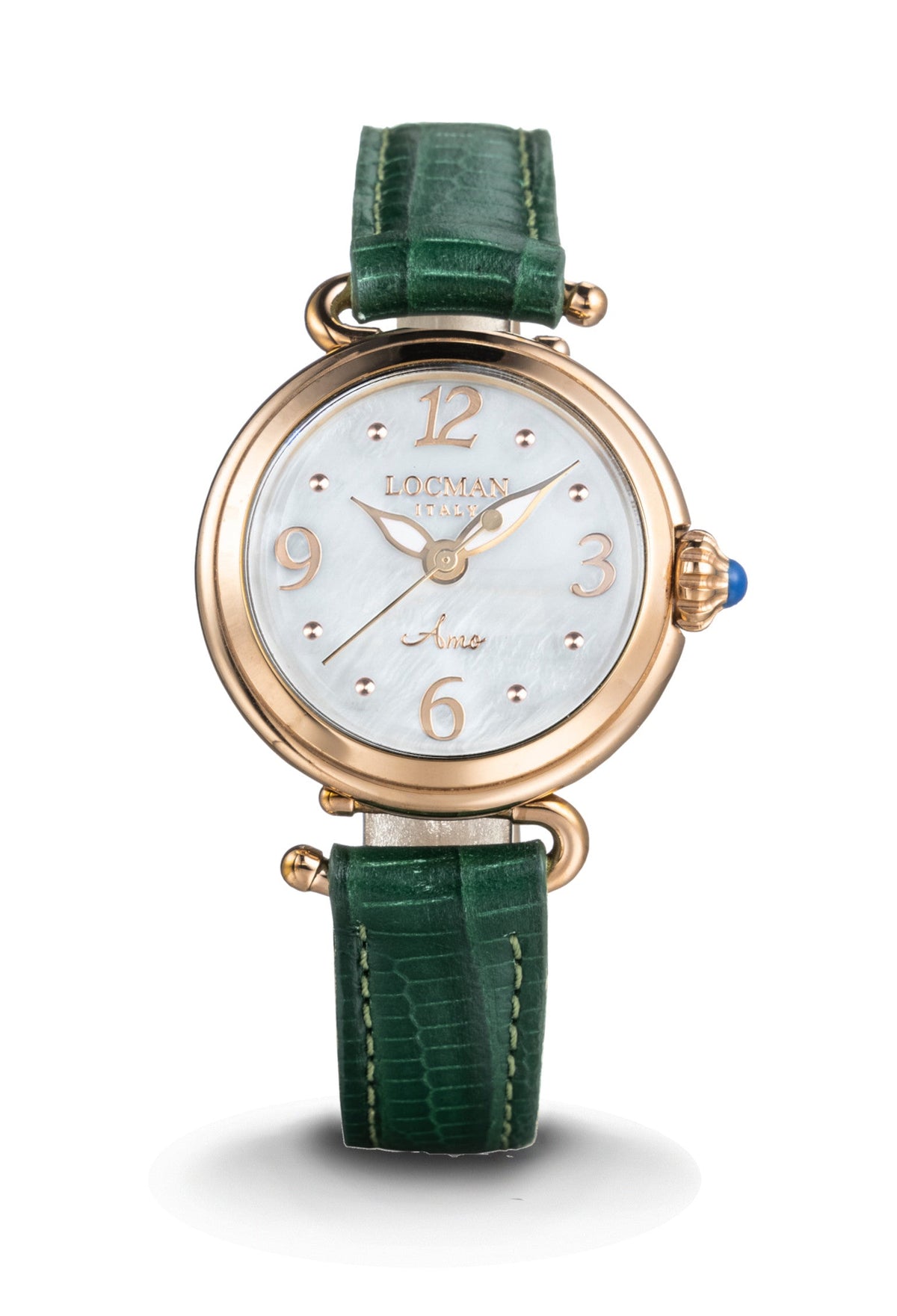 Amo in White and Green Mother - of - Pearl - Applied Hour Markers - Rose Gold, primary view