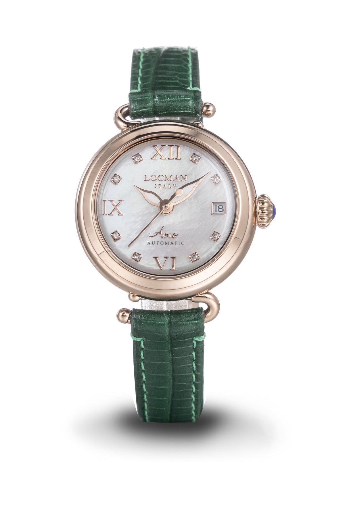 Amo in White Mother - of - Pearl - Green - Set Diamonds - Rose Gold, primary view
