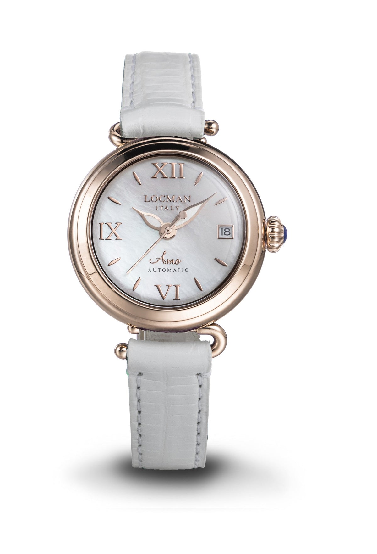 Amo in White Mother - of - Pearl - White - Applied Hour Markers - Rose Gold, primary view