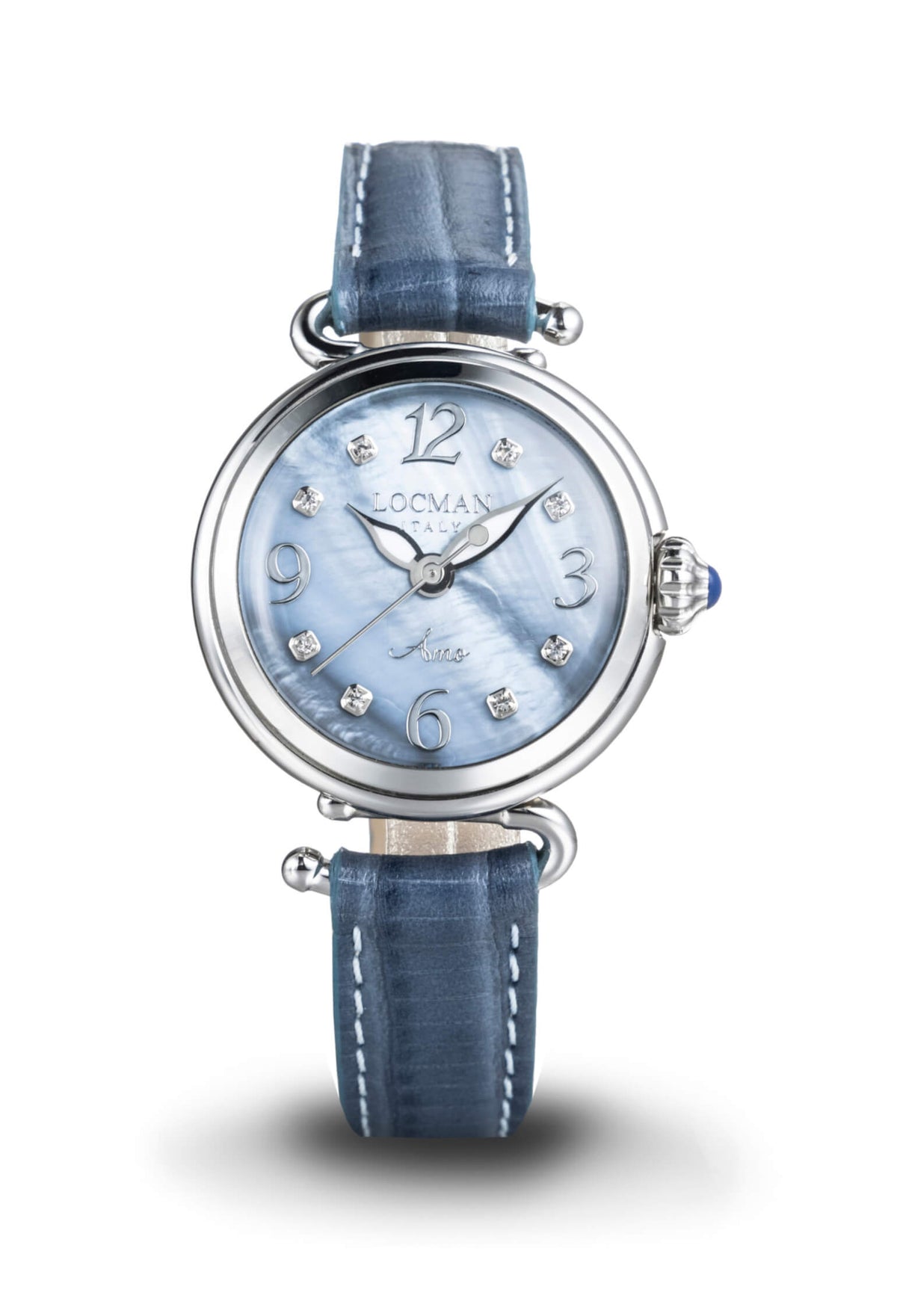 Amo in Mother - of - pearl, Sky Grey, Applied Diamonds, Nickel, primary view
