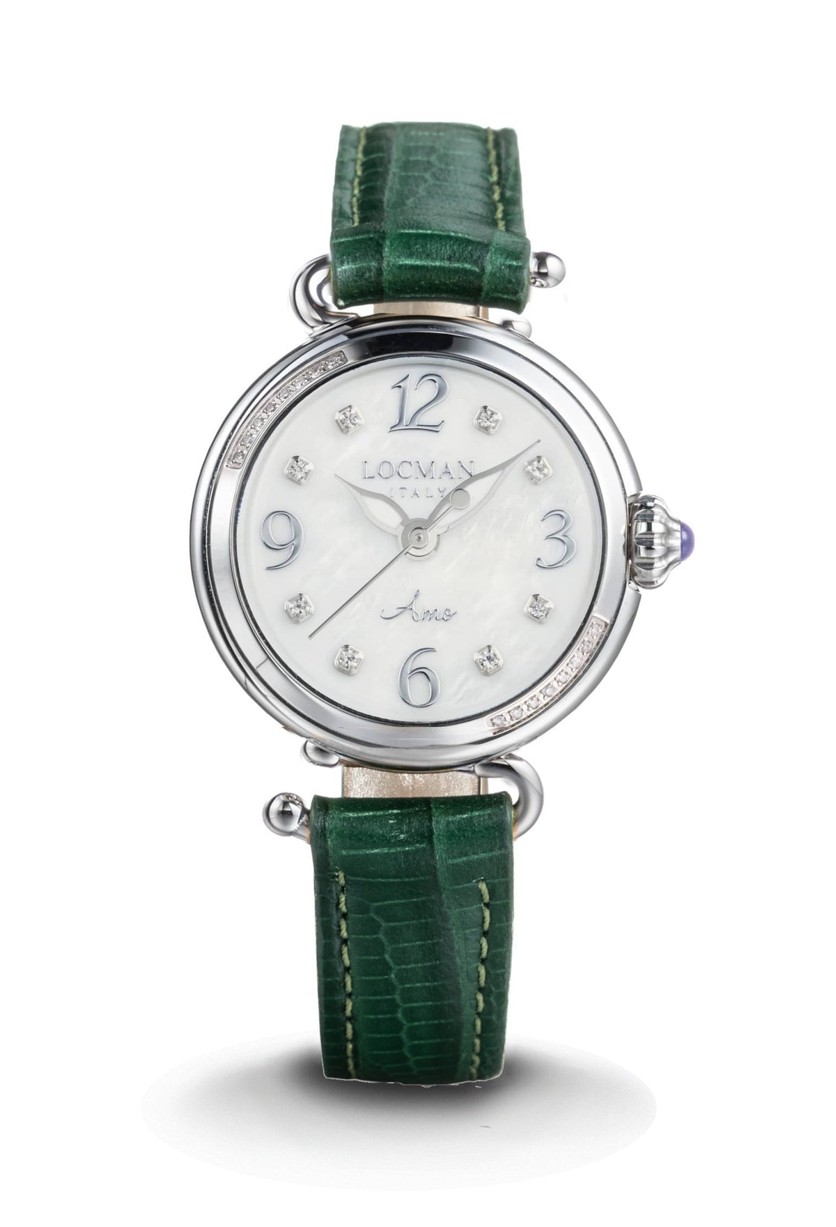 Amo in White Mother - of - Pearl - Green - Applied Diamonds - Nickel, primary view