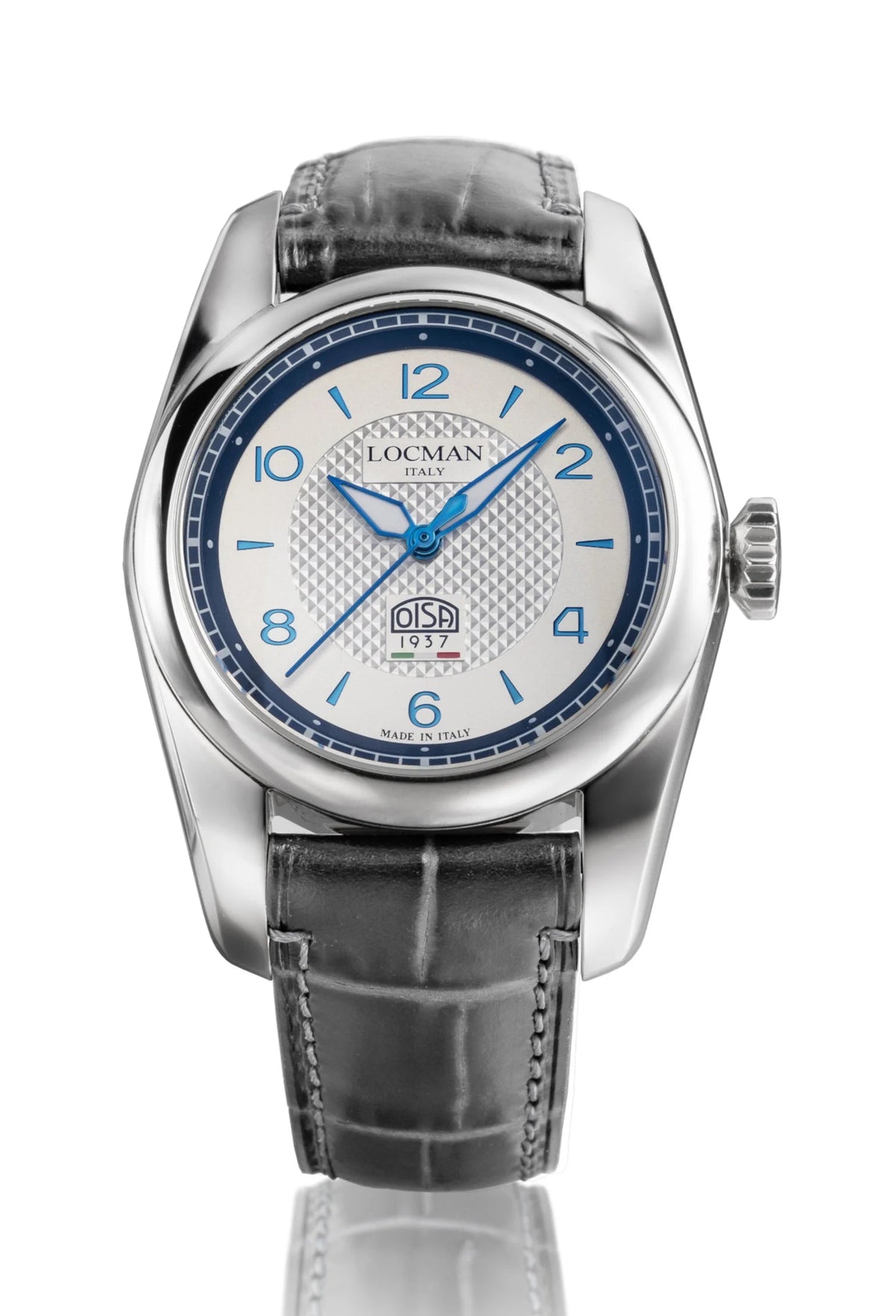 Aethalia in Grey with Blue, Natural Leather and Grey trim, primary view