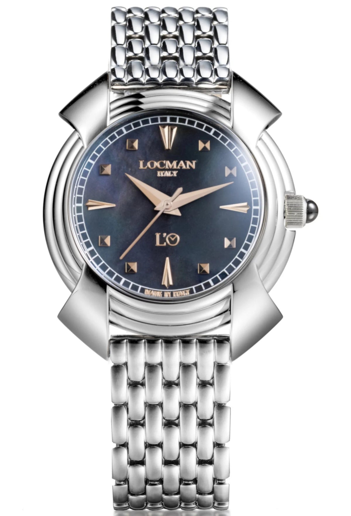 Decimo Canto in Titanium - Black Mother - of - Pearl - Titanium Bracelet - Applied Rose Gold Hour Markers, primary view