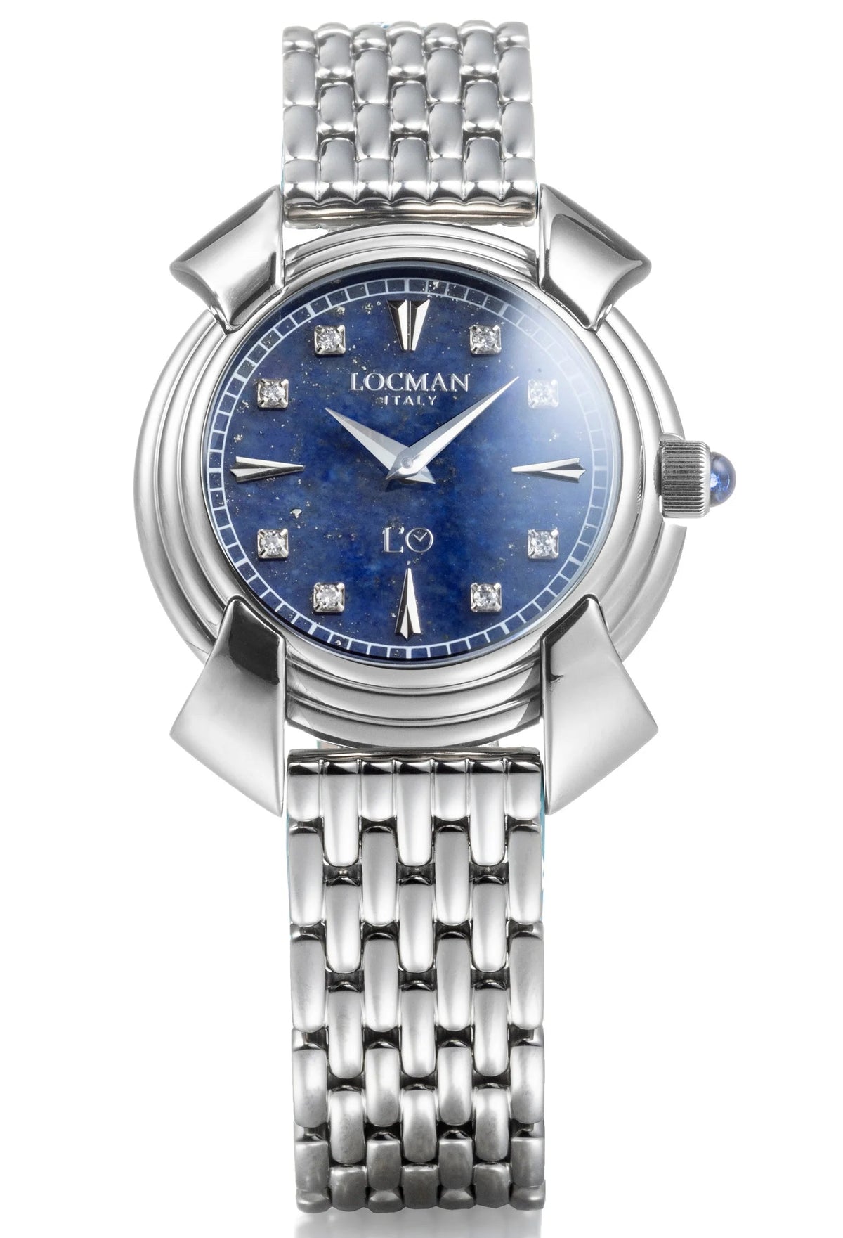 Decimo Canto in Titanium - Lapis Lazuli - Titanium Bracelet with Index Marks and Set Diamonds, primary view